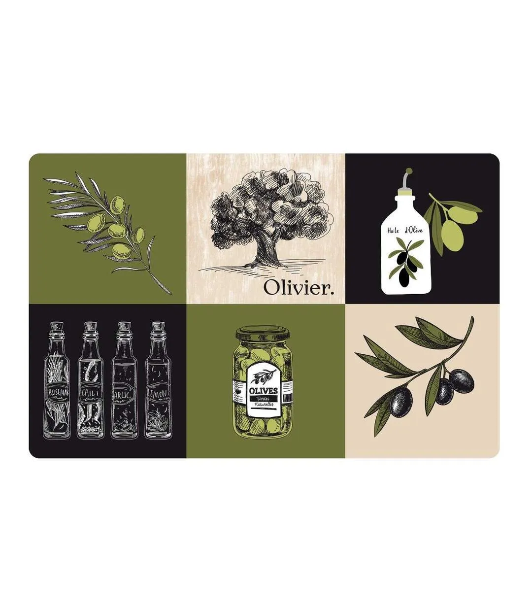 Set de Table Olive 28x44cm Vert & Noir-1