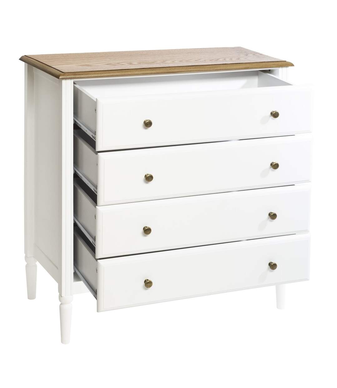 Commode effet bois Solen - L. 80 x H. 85 cm - Blanc-3
