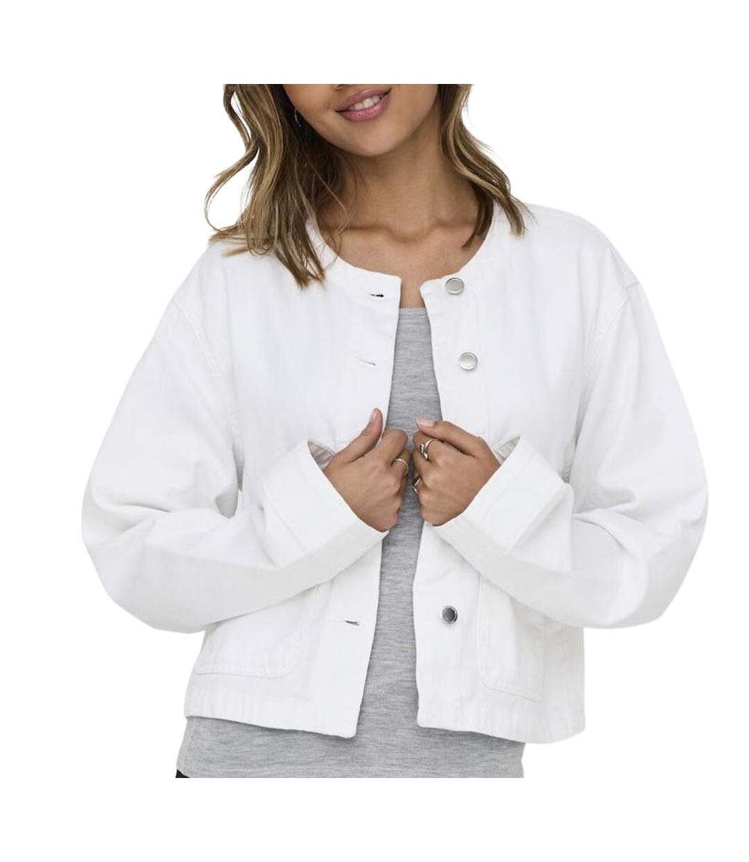 Veste en jean blanc femme only palma-1