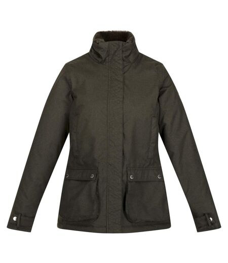 Womens/ladies Leighton Waterproof Jacket Dark Khaki Regatta