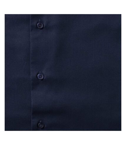 Russell Collection Mens Short Sleeve Easy Care Tailored Oxford Shirt (Bright Navy)