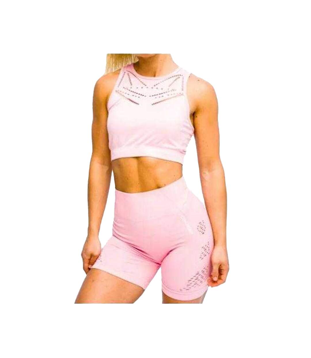 Legging Motif/style À Rayures Femme Violet Clair Gym Hero-4