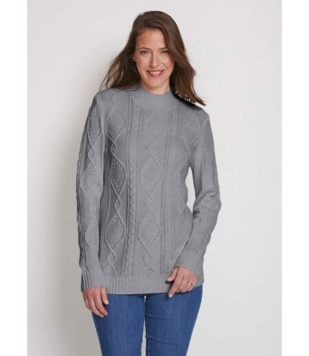 Pull chaud court col montant torsades