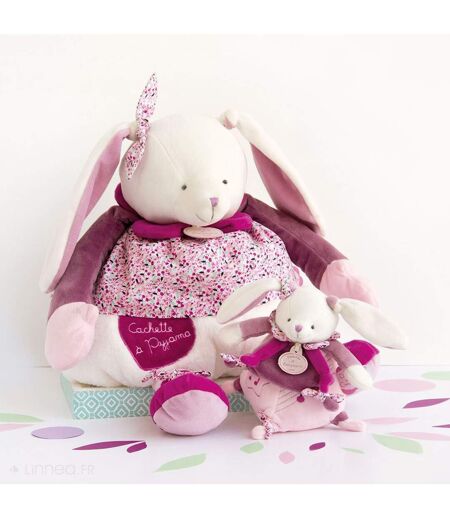 Doudou boîte à musique lapin 17 cm collection LAPIN CERISE rose