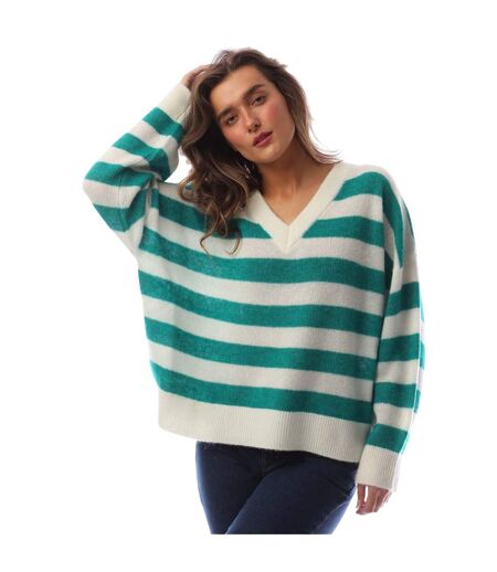 Womens/ladies Knitted Relaxed Fit Drop Sleeve Sweater Top Brown Boss