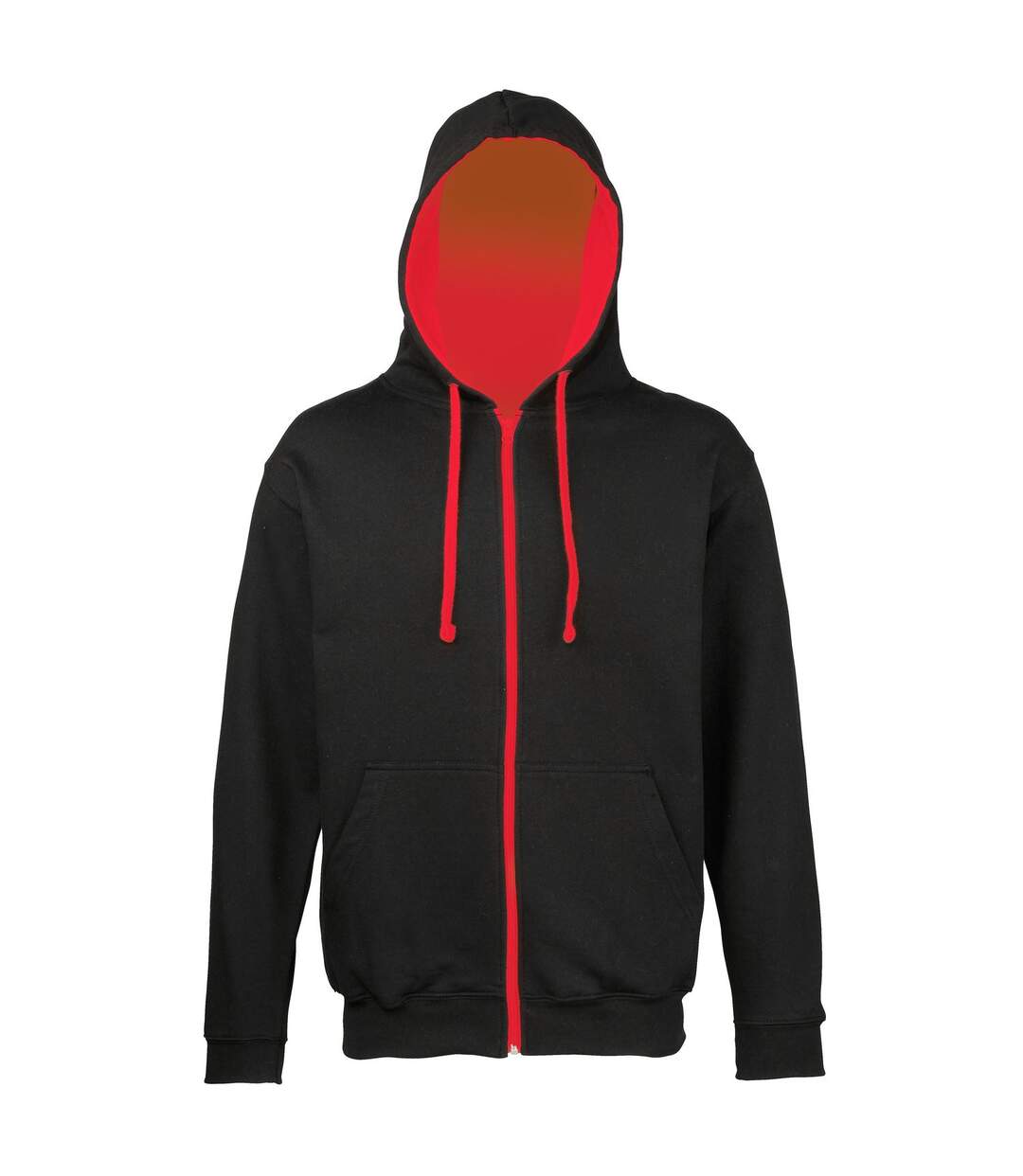 Veste zippée à capuche unisexe - JH053 - noir et rouge-2