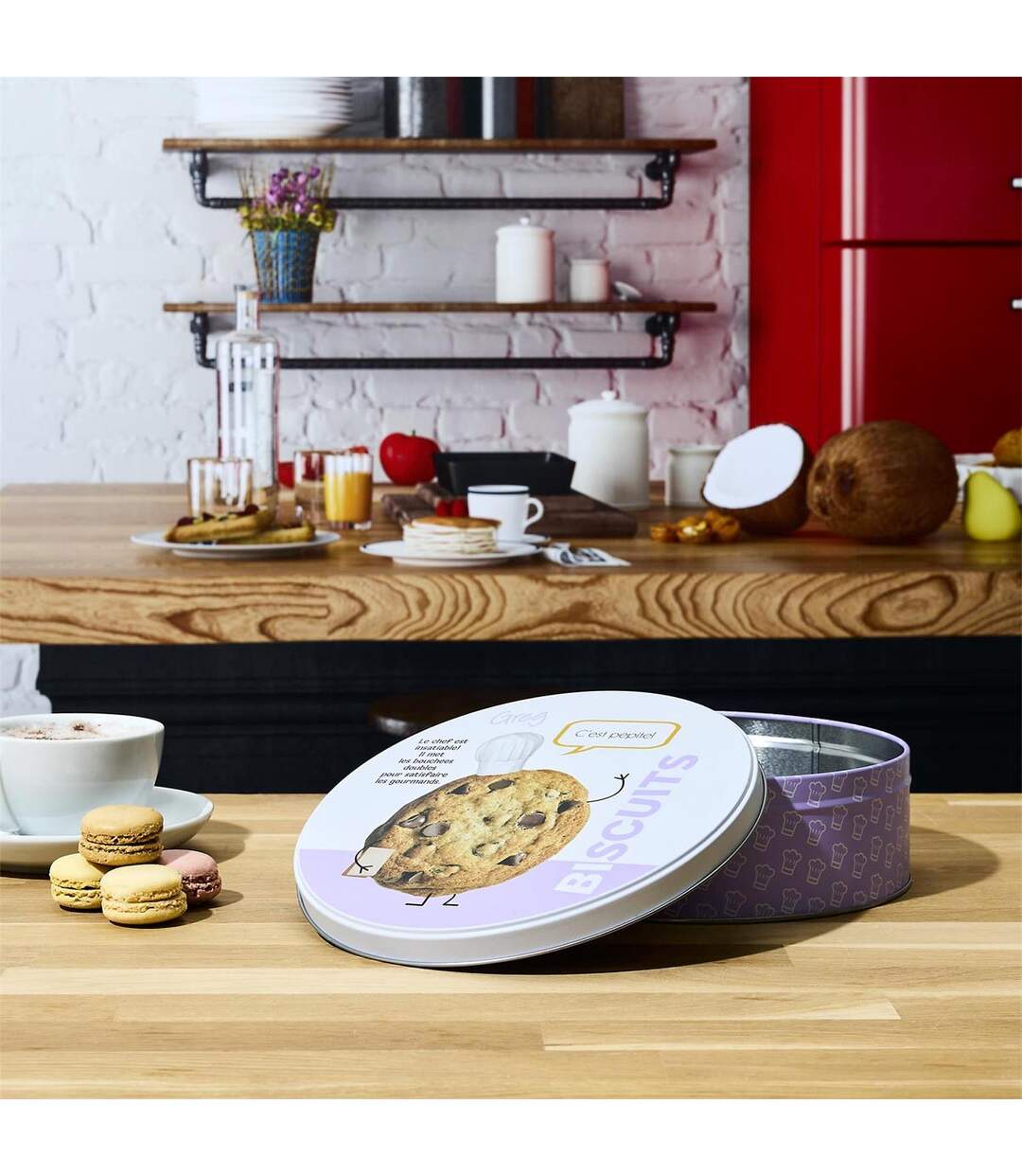 Boîte à Biscuits en Métal Ludique 22cm Violet-4