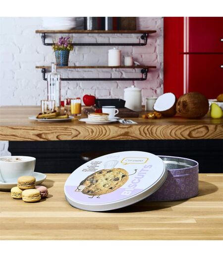 Boîte à Biscuits en Métal Ludique 22cm Violet