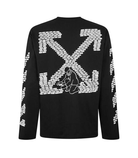 Mens Brick Relaxed Fit Long-sleeved T-shirt Black Off White