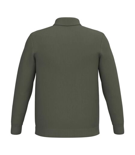 Mens Knitted Long-sleeved Polo Shirt Organic Khaki Spasso