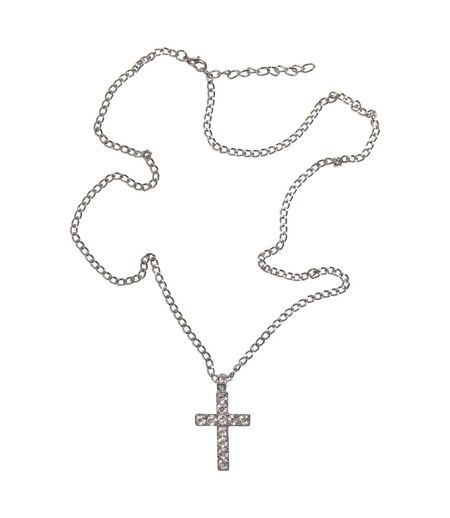 Diamond Cross Necklace One Size Silver Urban Classics