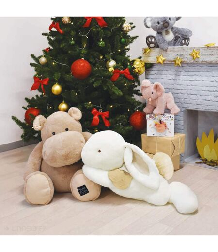 Peluche lapin polyester collection HAPPY WILD blanc/beige