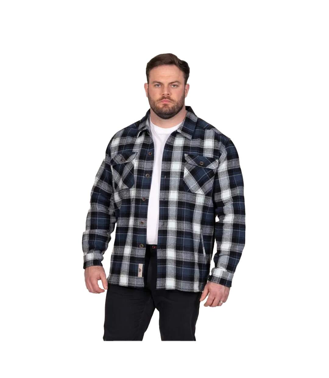 Mens Newman D555 Checked Kingsize Shacket Navy Duke-1