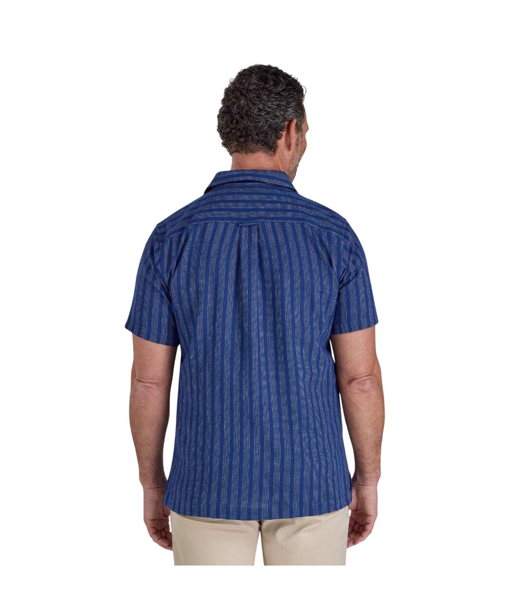 Chemise Manches Courtes Motif/style À Rayures Athens Homme Bleu Marine Raging Bull-3