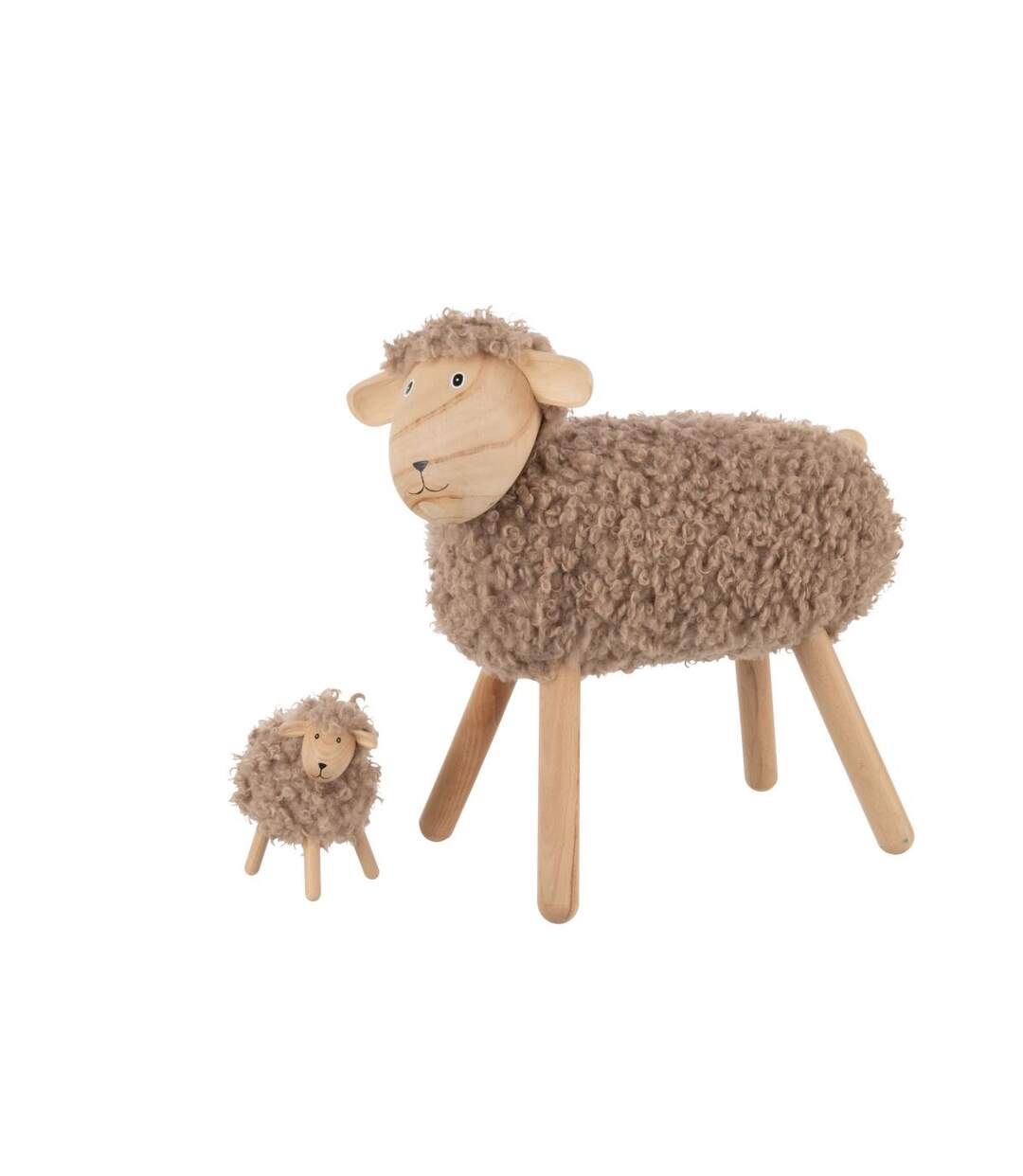 Statuette Mouton en Bois Chalet 45cm Beige-3