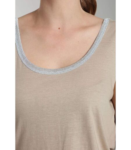 Debardeur col lurex femme Deb Summer Taupe Clair | Gerard Pasquier