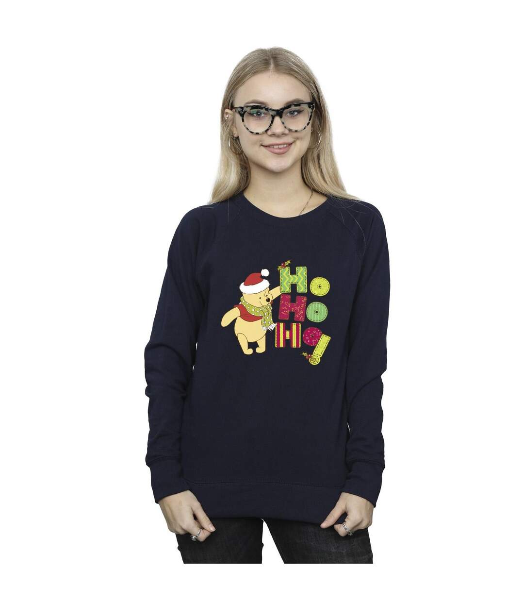 Disney Sweatshirt Winnie The Pooh Ho Ho Ho Ho Womens/Ladies Winnie The Pooh Ho Ho Ho (Bleu marine) - UTBI43060-2