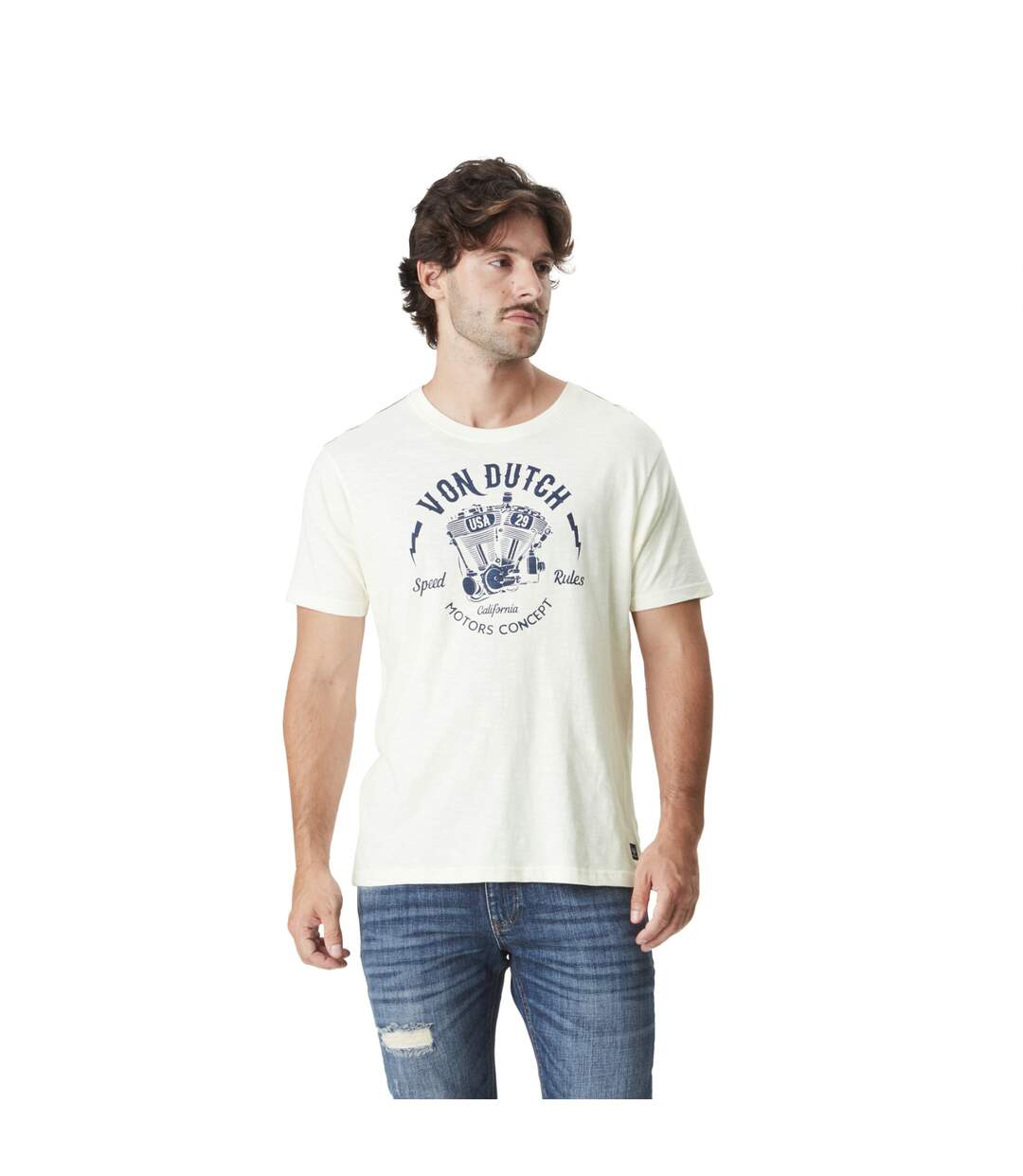 T-shirt homme col rond slub avec logo Rules Vondutch