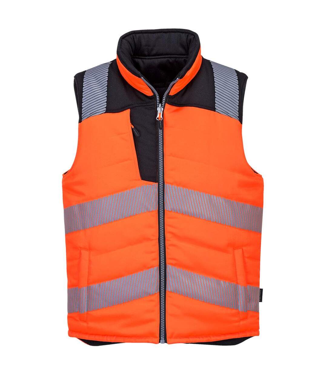 Mens pw3 reversible hi-vis safety body warmer orange/black Portwest-1