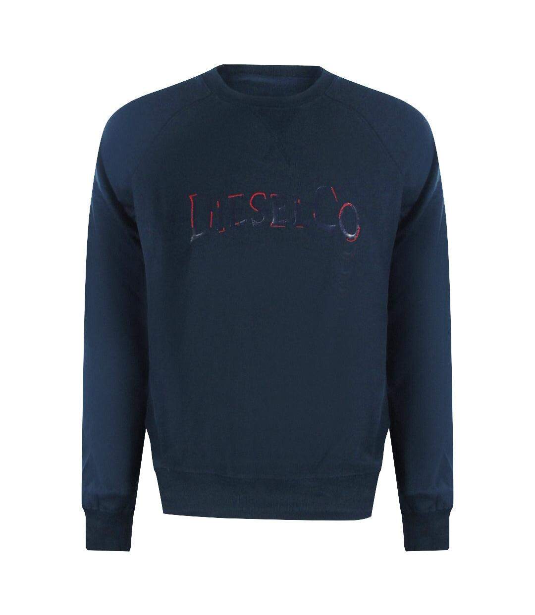 Mens Total Eclipse Distressed Logo Raglan Sweatshirt Blue Diesel-1