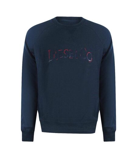 Mens Total Eclipse Distressed Logo Raglan Sweatshirt Blue Diesel