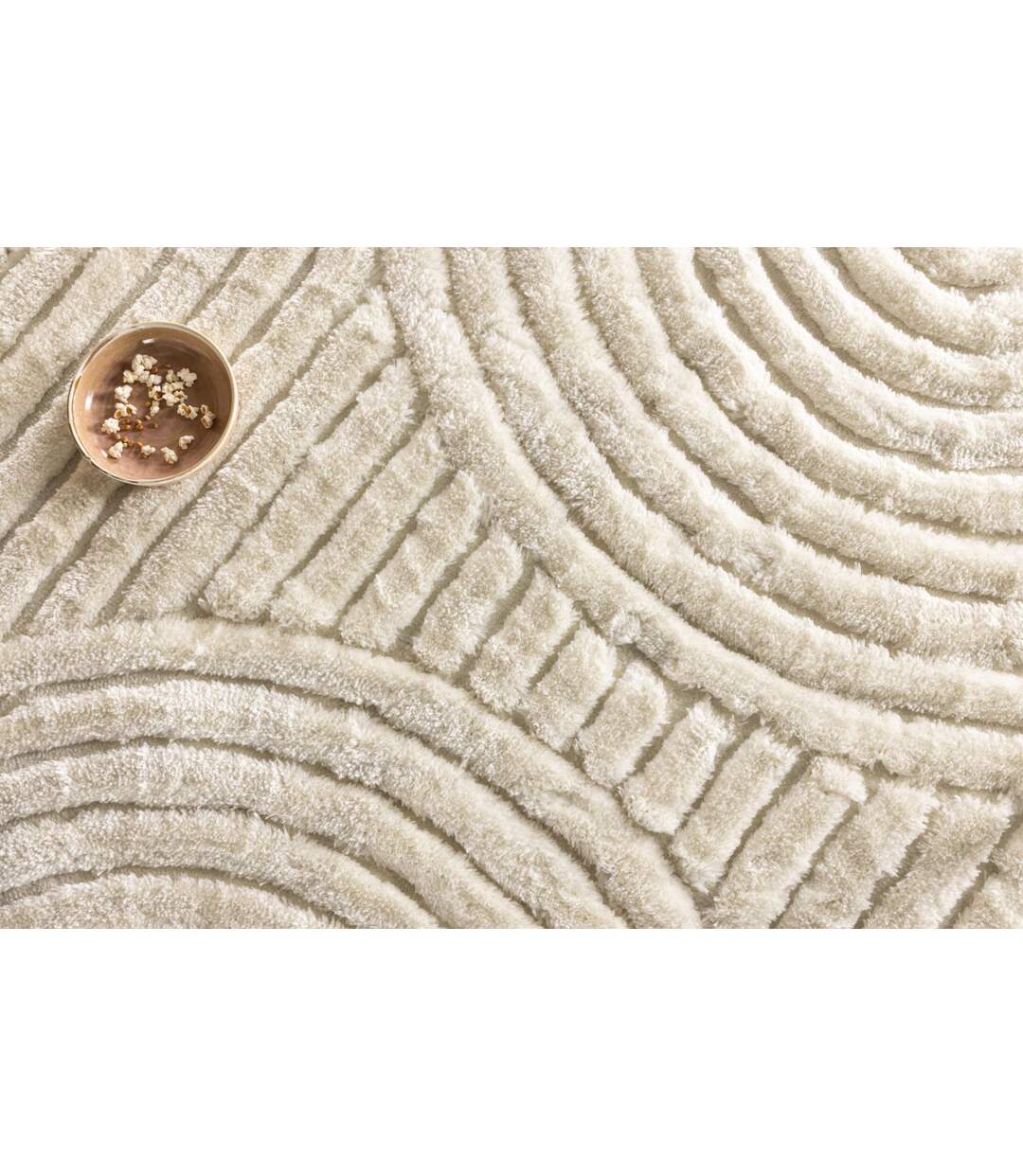 Tapis Déco Texturé Rond Niklas 200cm Blanc-5