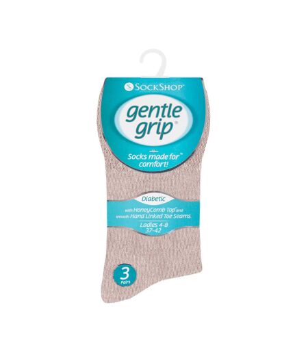 Gentle Grip - 6 Pairs of Ladies Diabetic Sock with Honey Comb Top and Hand linked Toe Seams