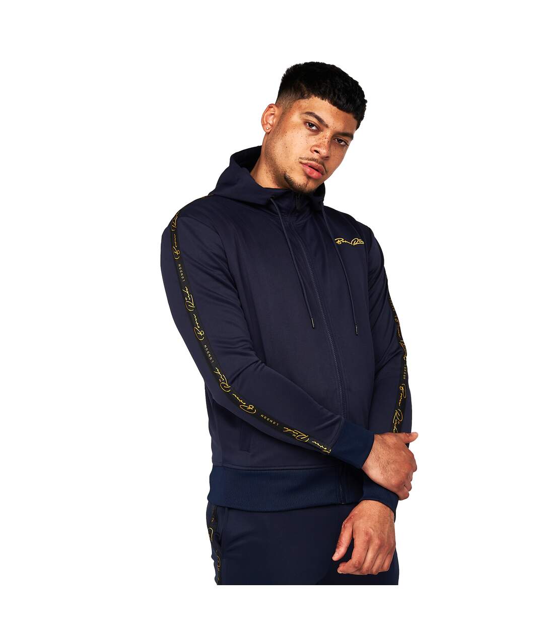 Mens Daprela Full Zip Hoodie Sky Captain Born Rich-4