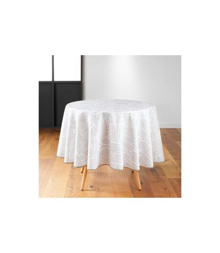 Nappe Ronde Imprimé Pandore 180cm Blanc