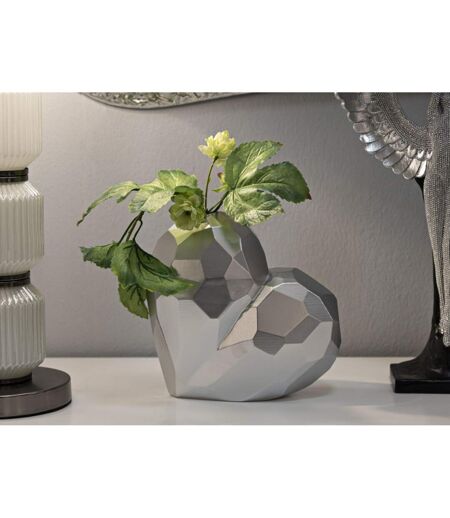 Vase Design en Résine Heart 19cm Argent