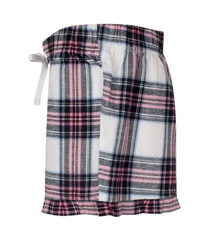 SF Womens/Ladies Tartan Frill Shorts (White/Pink) - UTPC3380