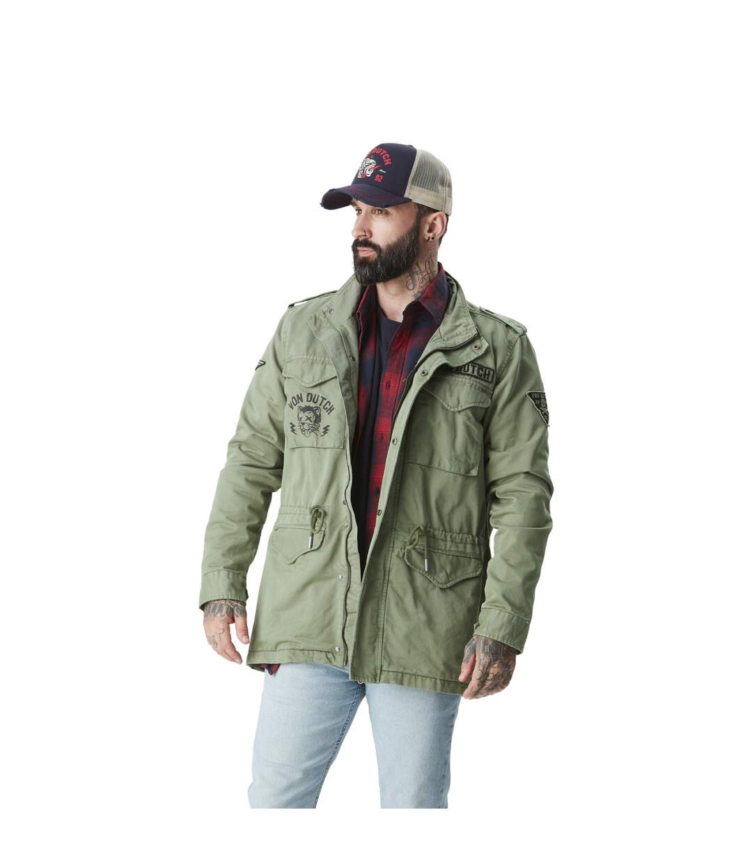 Veste homme militaires avec badges en coton M65 Vondutch-1