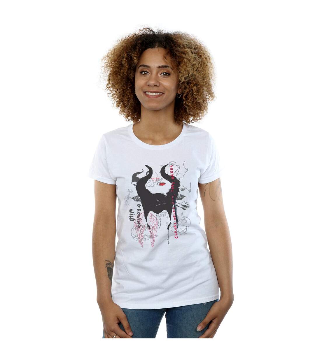 Disney Femme/Ladies Maleficent Mistress Of Evil Growing Wild Horns Collage Cotton T-Shirt (Blanc) - UTBI30633-2