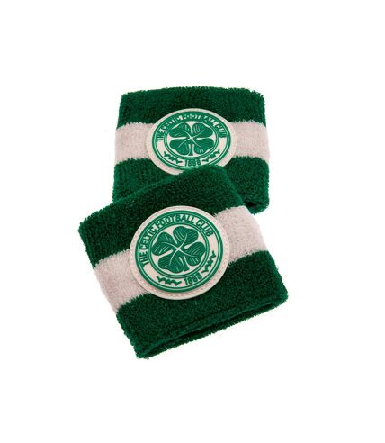 Celtic FC Unisex Adult Crest Cotton Wristband (Pack of 2) (Green/White) (One Size)