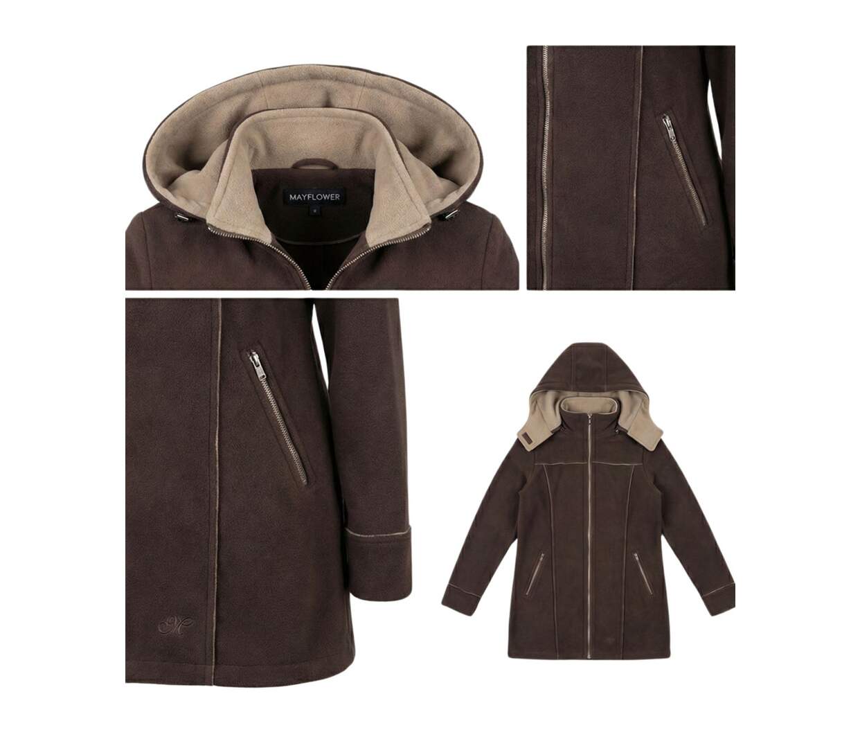 Manteau Polaire Femme Contre-collé MAYFLOWER TOKYO3 – Marron Chocolat-3