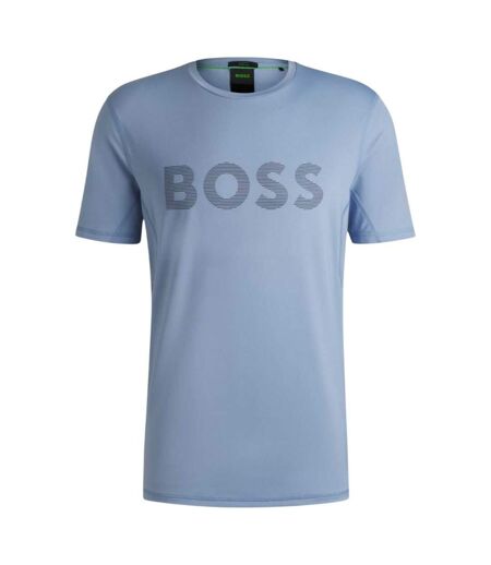Mens Striped Logo Regular T-shirt Blue Boss
