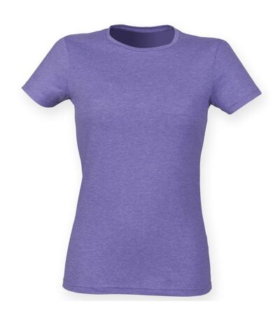 Skinni Fit Womens/Ladies Feel Good Stretch Short Sleeve T-Shirt (Heather Purple)