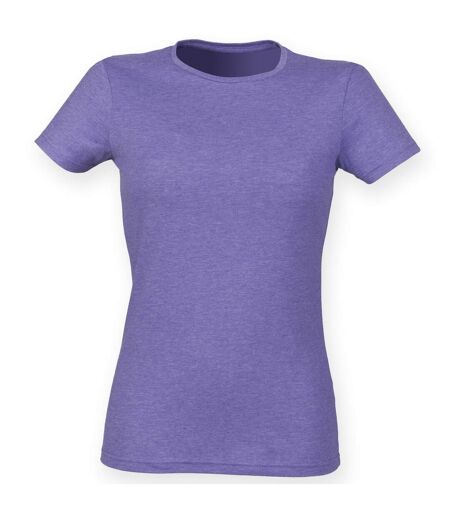 Skinni Fit Womens/Ladies Feel Good Stretch Short Sleeve T-Shirt (Heather Purple) - UTRW4422