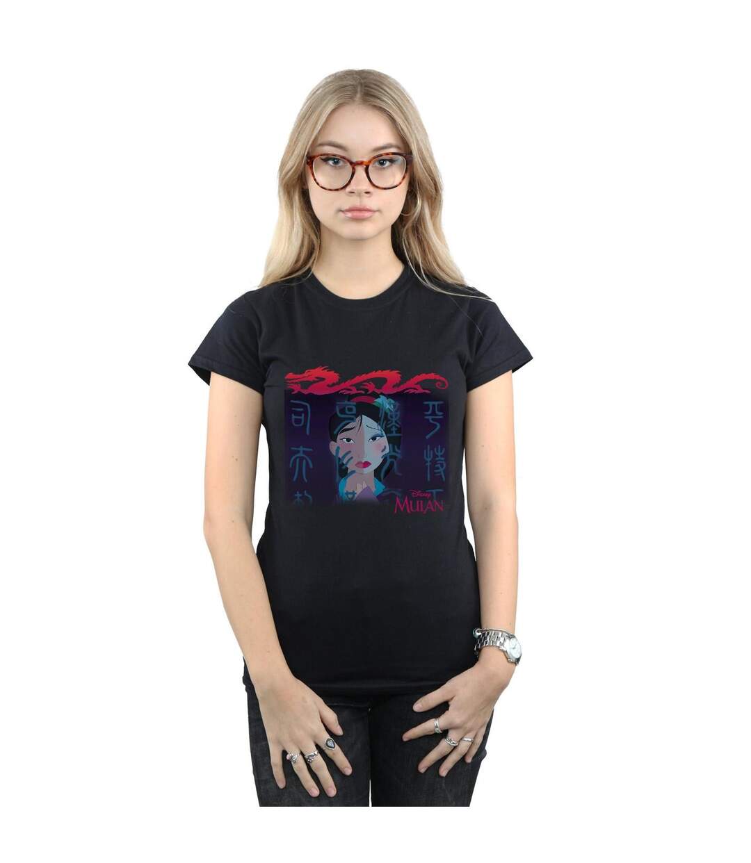 Disney Femme/Les femmes Mulan - T-shirt en coton avec visage de geisha (Noir) - UTBI16053-2