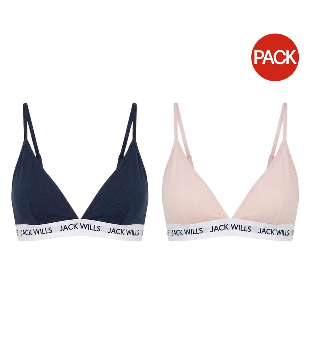Pack Of 2  Womens/ladies Biddstone Bralette  Pink Navy Jack Wills-2