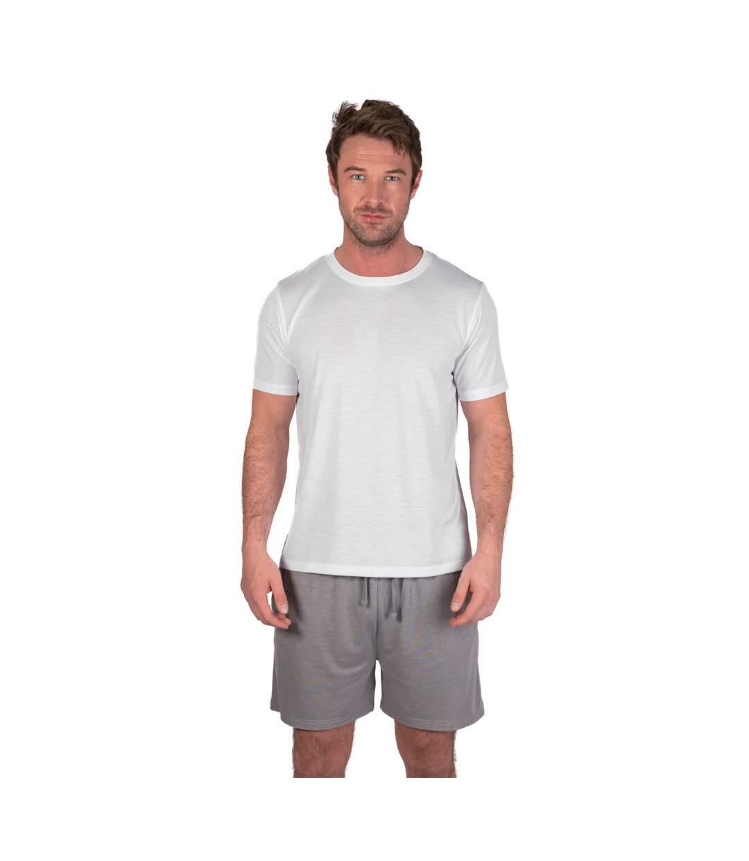 Mens crew neck short pyjama set white/light grey Light And Shade-4