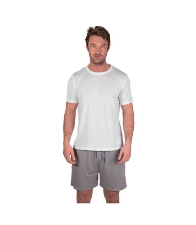 Mens Crew Neck Short Pyjama Set White Light Grey Light And Shade