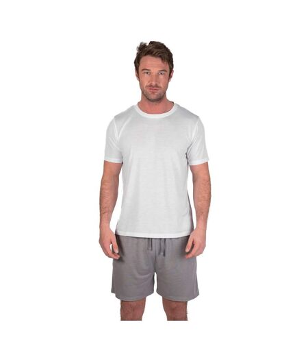 Mens crew neck short pyjama set white/light grey Light And Shade