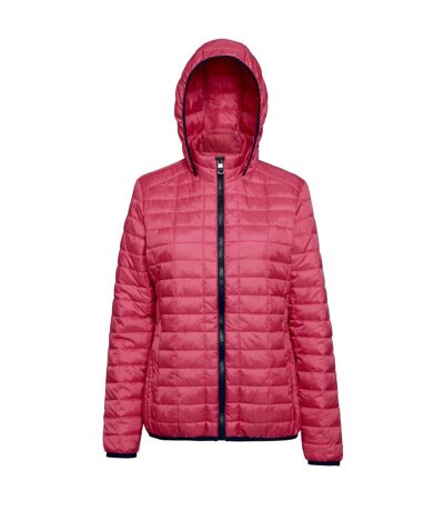 2786 Womens/Ladies Honeycomb Padded Hooded Jacket (Red)