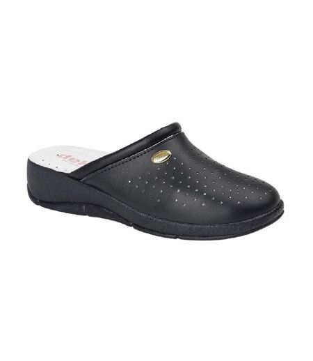 Dek Womens/Ladies Coated Leather Clogs (Navy Blue) - UTDF375