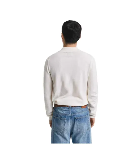 Polo Manches Longues Homme Crème Gant