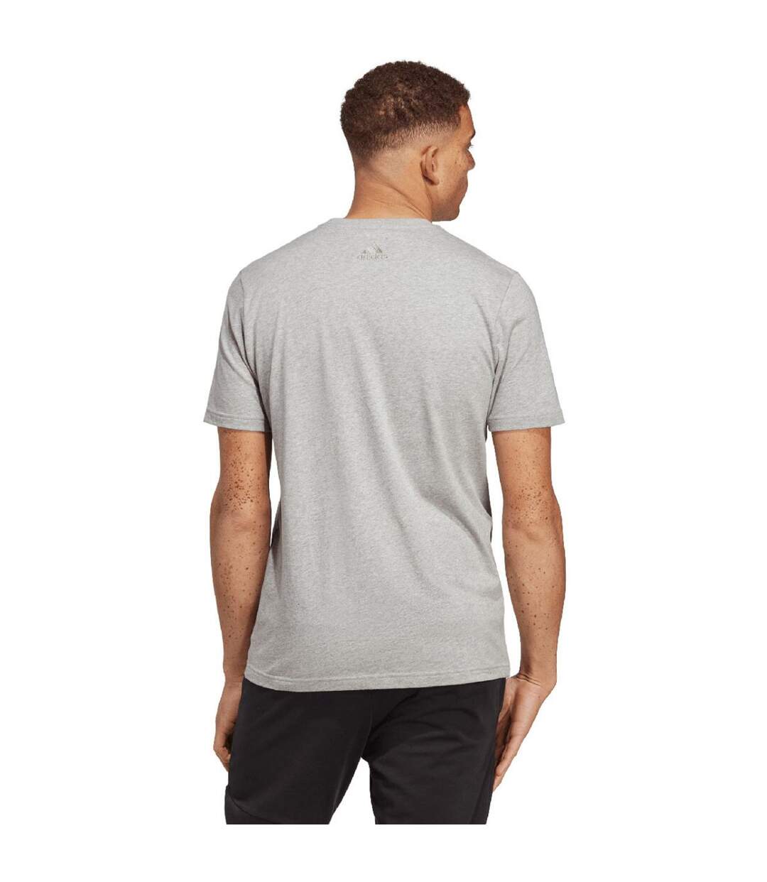 T-shirt Style Logo Brodé Essentials Linear Homme Gris Argenté Adidas-3