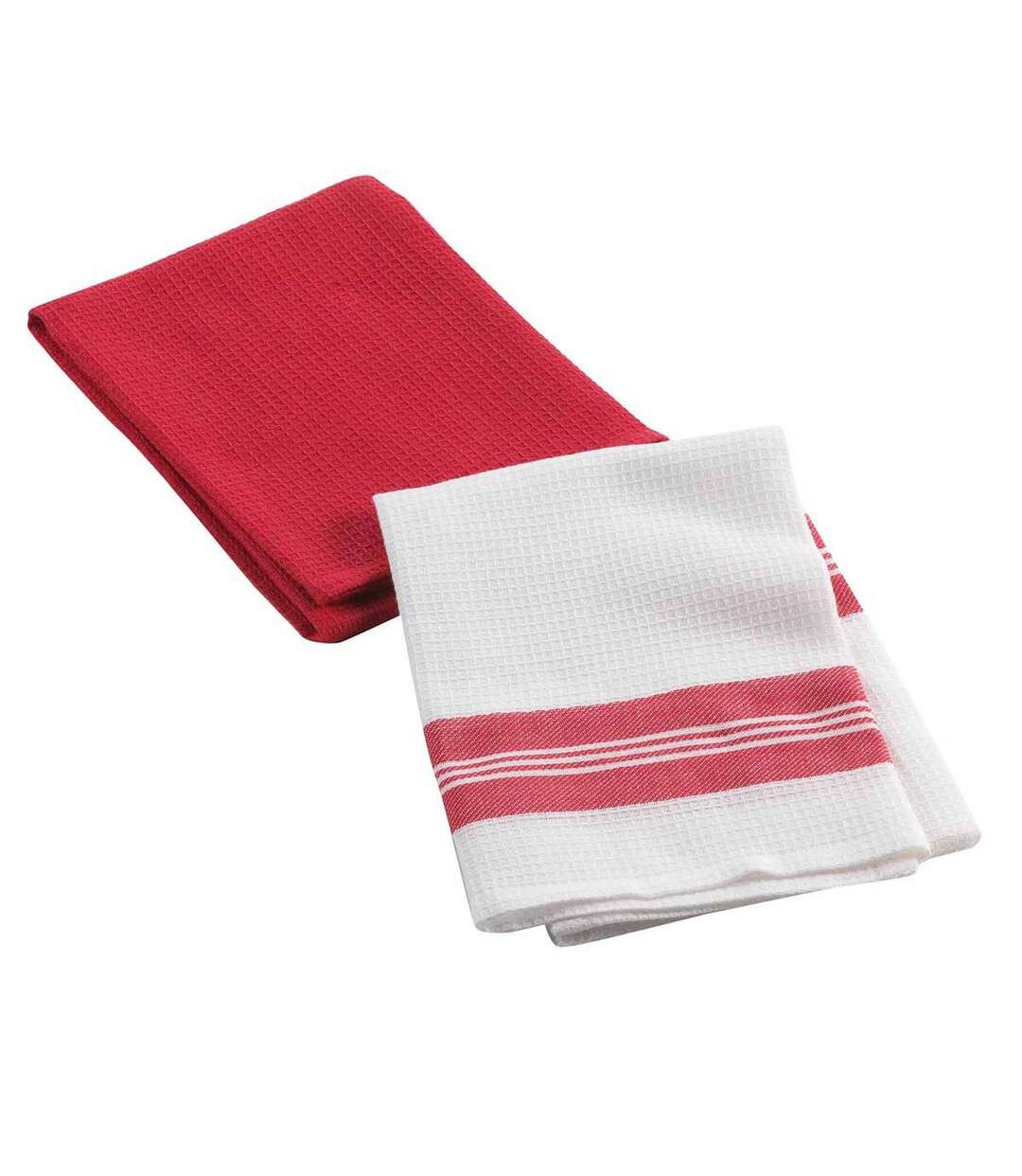 Lot de 2 Torchons Nid d'Abeille Au Bistrot 50x70cm Rouge-1