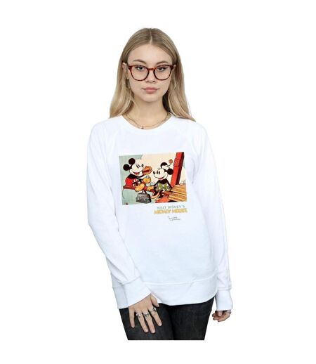 Disney Sweatshirt Womens/Ladies Mickey Mouse Building A Building (Blanc) - UTBI27424