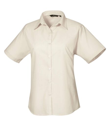 Premier Short Sleeve Poplin Blouse/Plain Work Shirt (Natural) - UTRW1092